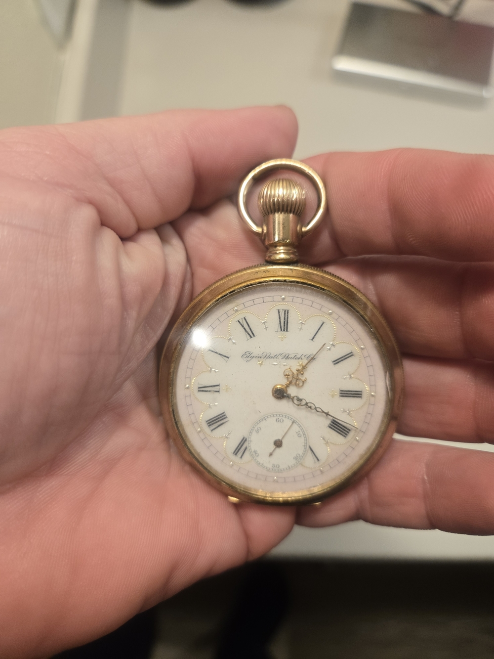 Elgin National Gold Pocketwatch 1897 With Super Rare Fancy Dial In Great Shape View 2